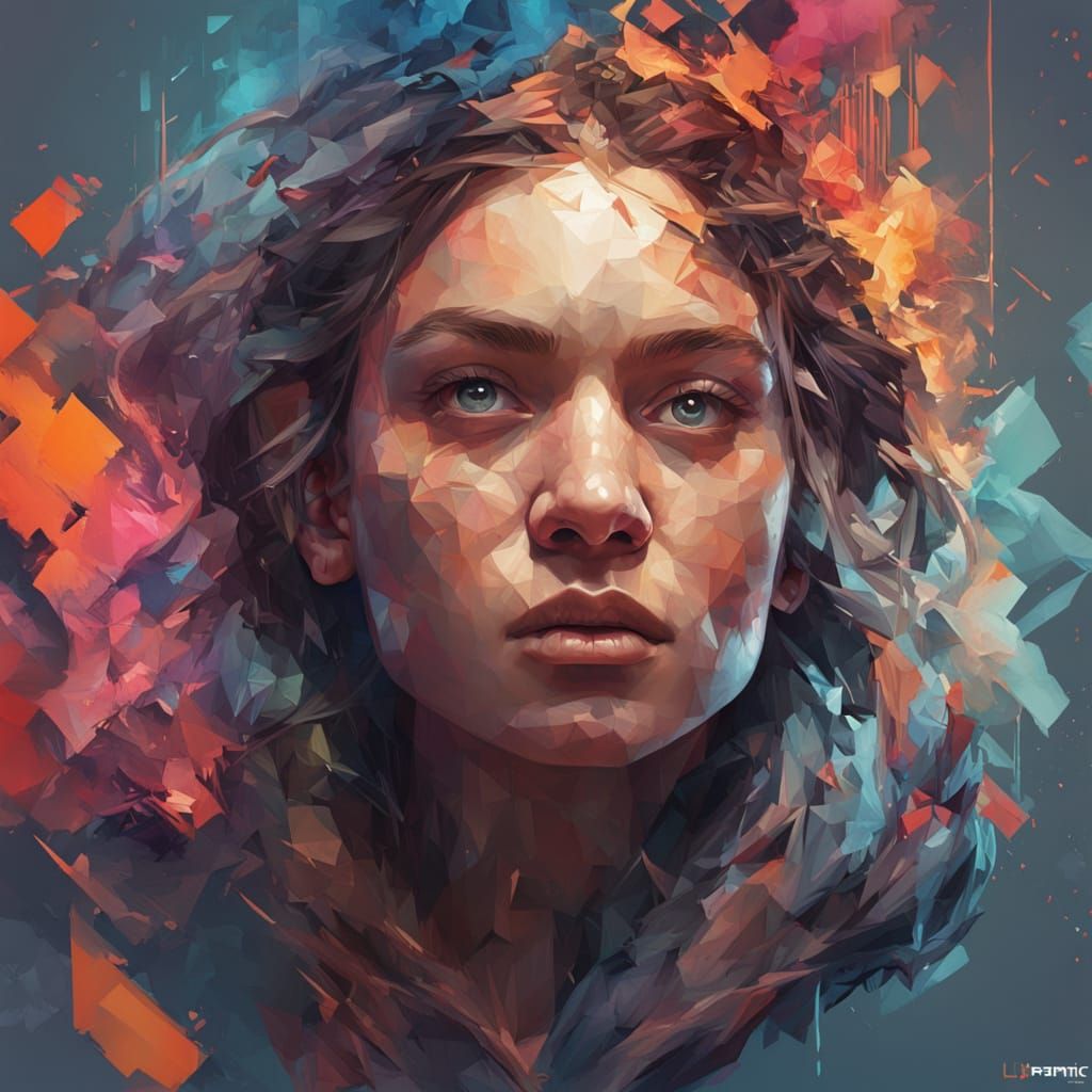 Distorted Digital Portrait with Dynamic Lighting