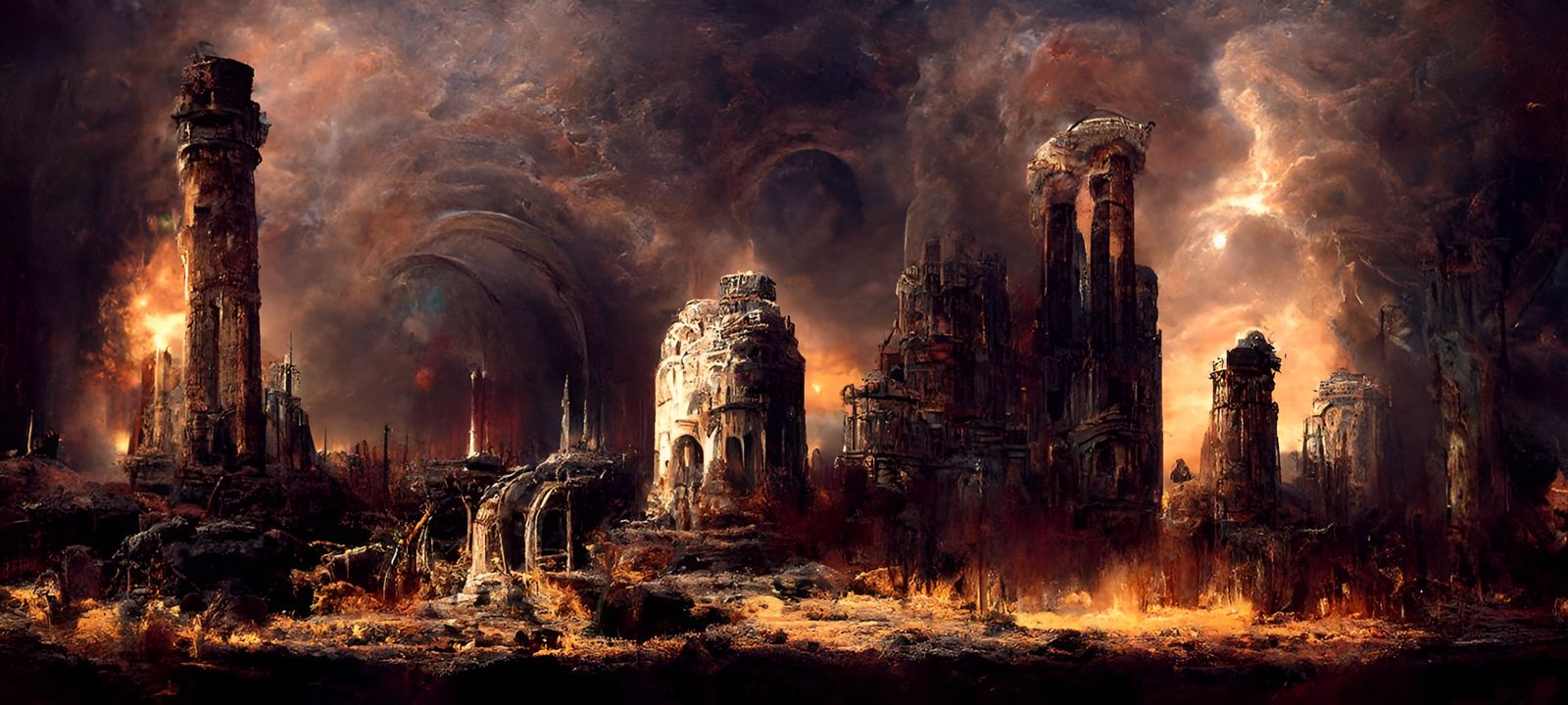 Apocalyptic Industrial Ruins on Alien World: Digital Art