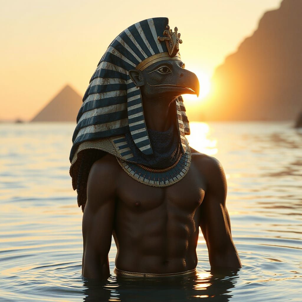 Ancient Egyptian God Ra as a Powerful Pharaoh