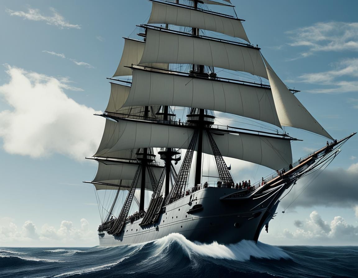 British Frigate Sailing the South Pacific, 1805