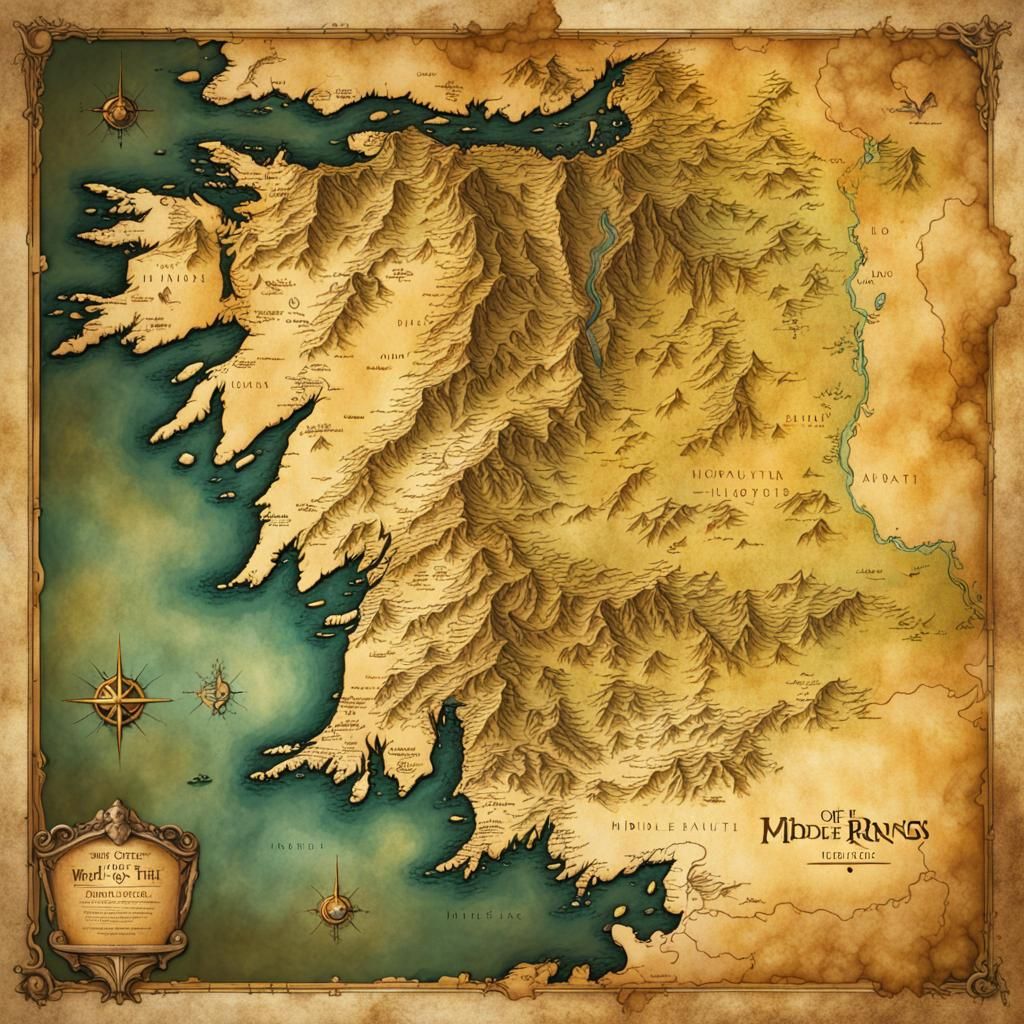 Detailed Map of Middle Earth