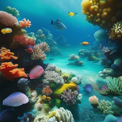 Underwater Coral Reef with Sea Turtles