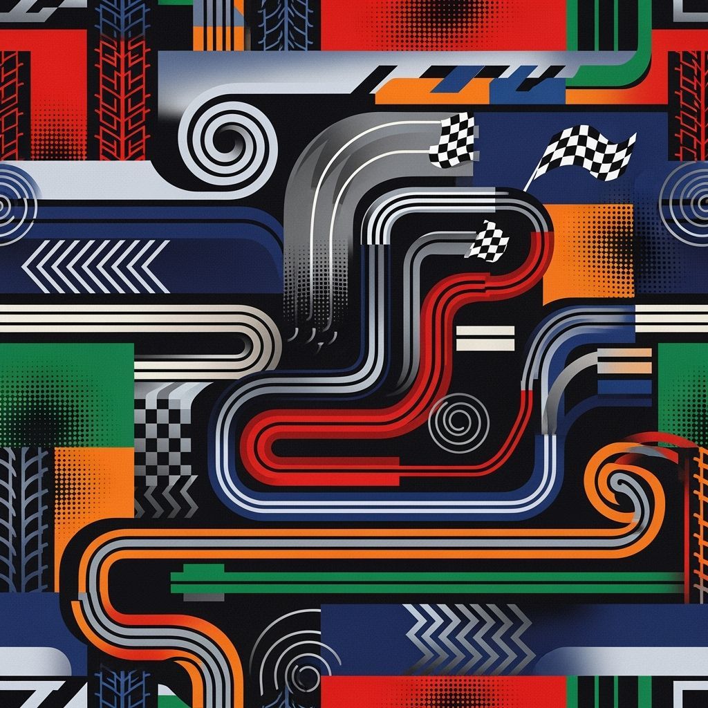 Geometric Textile Art Captures High-Speed Race Energy