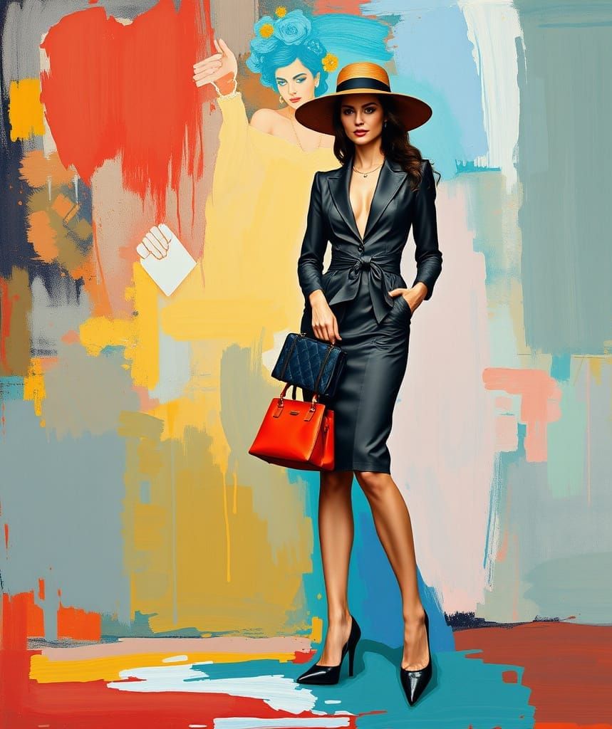 Abstract Portrait of Woman with Fashion Accessories