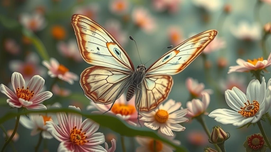 Dreamy Butterfly Lost in Floral Surroundings