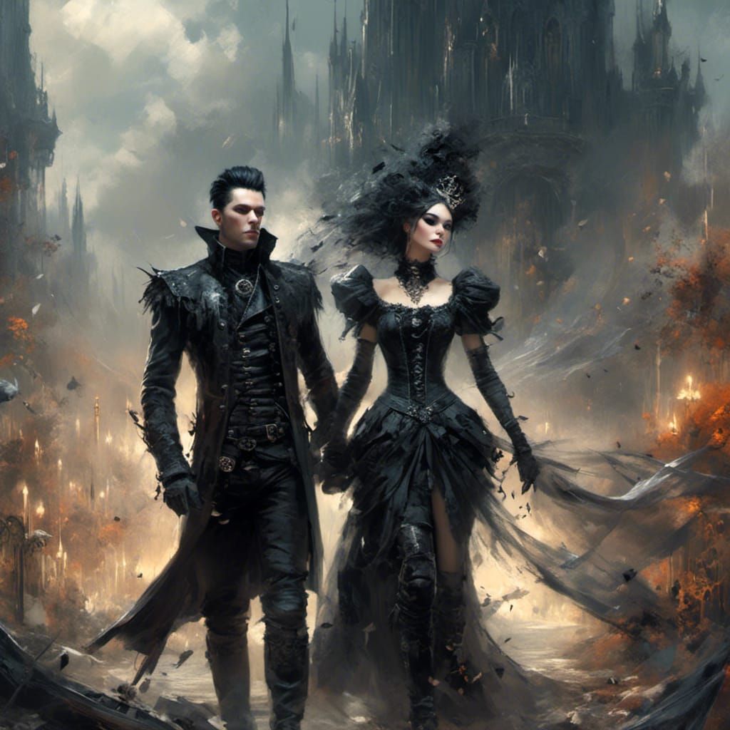 Goth Punk Prince Rescues Damsel in Fantasy Portrait