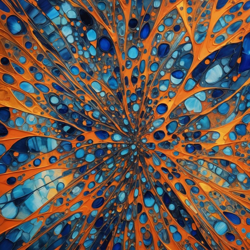 Expressionist Abstract Art in Blue and Orange Hues