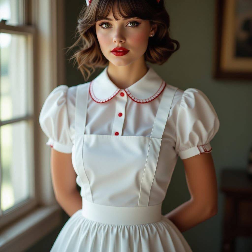 Hyperrealistic Portrait of Woman in Schoolgirl Uniform