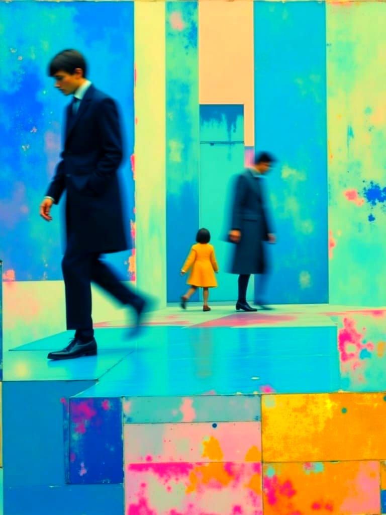 Futuristic Abstract Art with Fluid Motion and Gold Accents