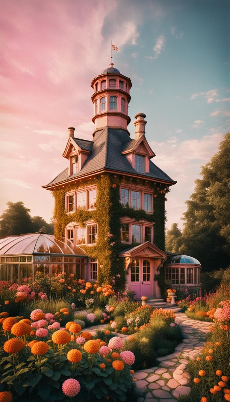 Cinematic Cob House Mansion with Observatory Tower