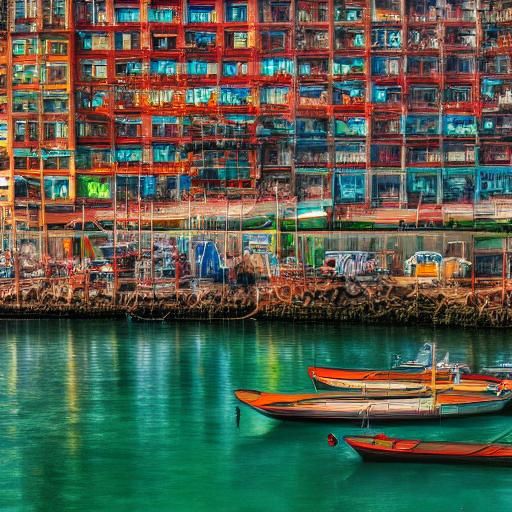 Sunlit Harbor with Gondolas at Dawn in Splash Art Style