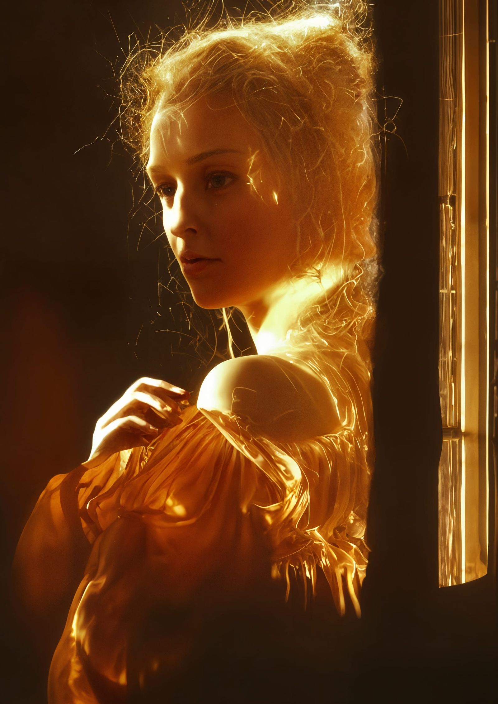 Hyperrealistic Renaissance Goddess in Golden Hour