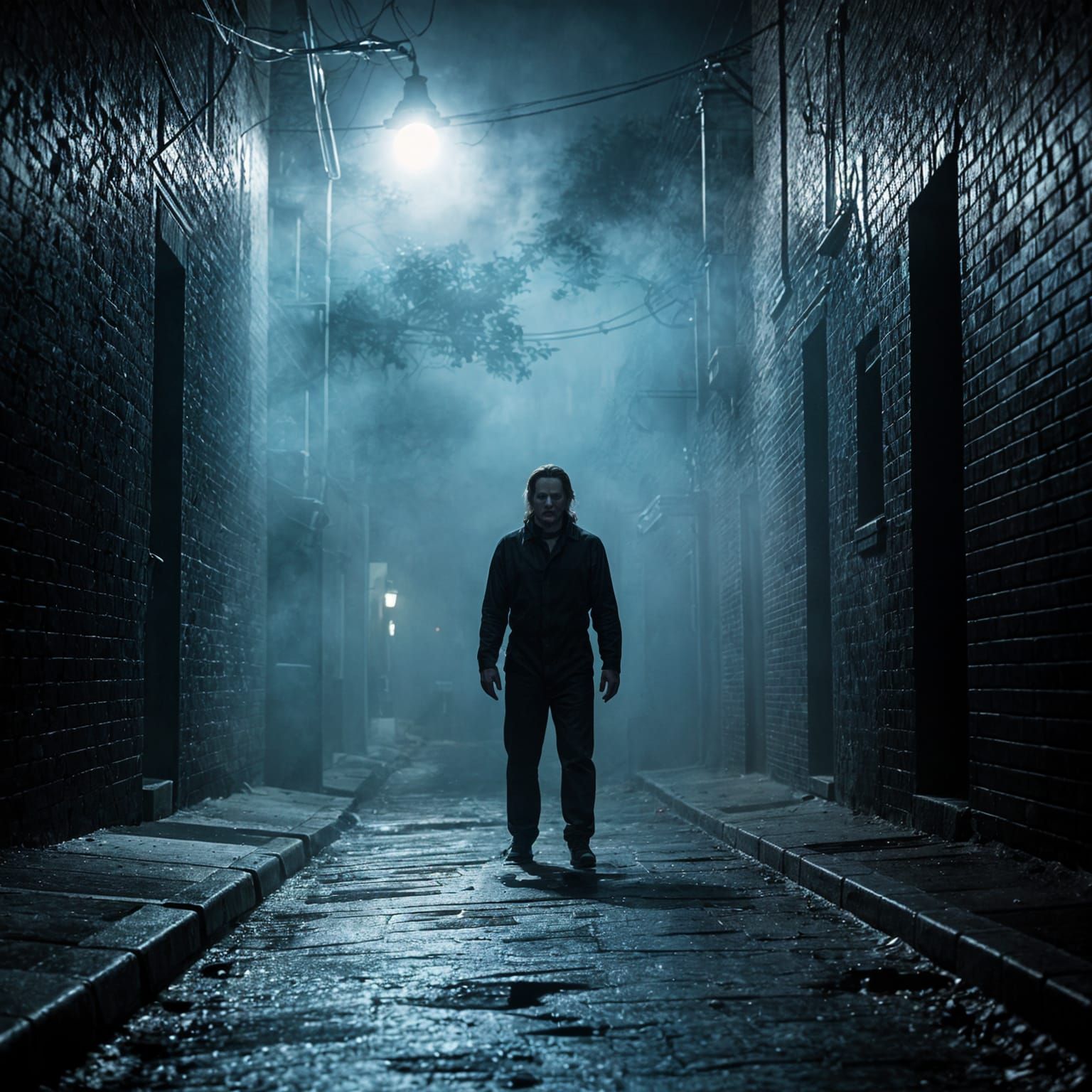 Michael Myers Lurks in Dark Halloween Alleyway