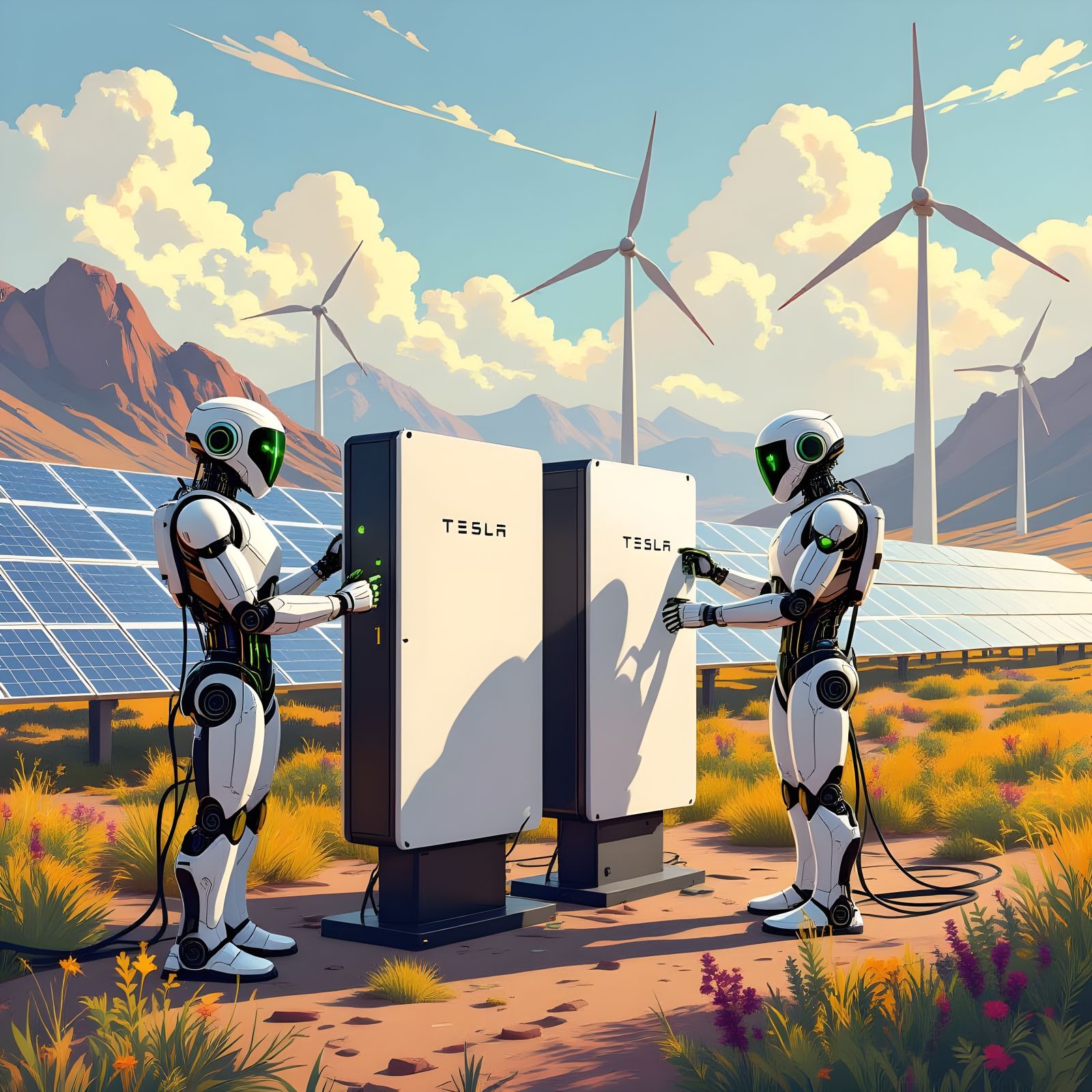 Tesla Gigafactory of the Future: Art Nouveau Robots