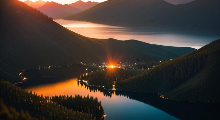 Picturesque Mountain Lake Sunset: Professional Photography