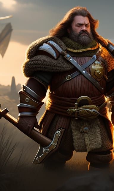 Battle-Ready Dwarf Warrior in Desolate Landscape