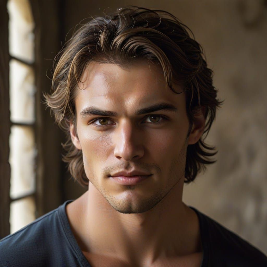 Romantic Kiss in Fantasy Castle Corridor