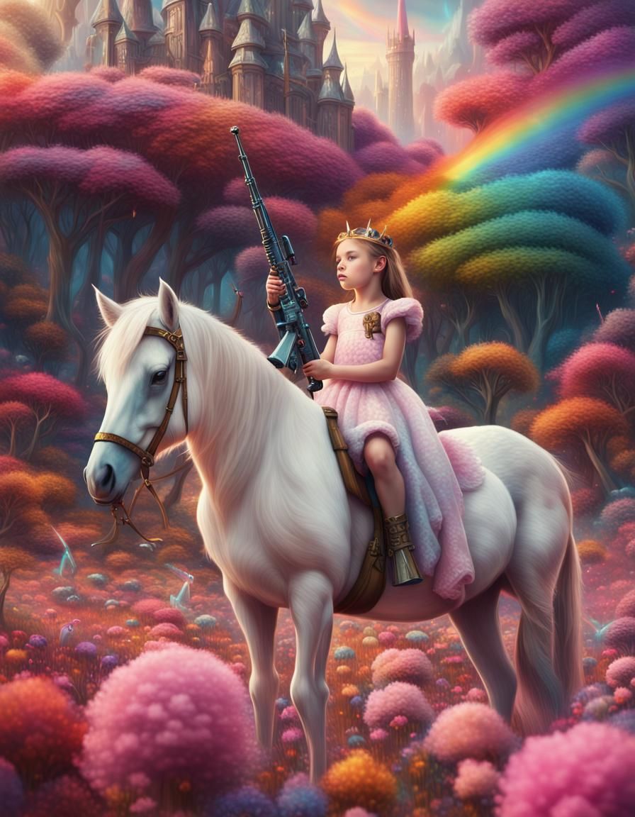 Fantasy Princess with Rifle in Epic World