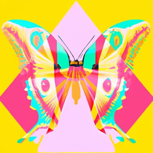 Pop Art Butterfly in Geometric Bauhaus Style