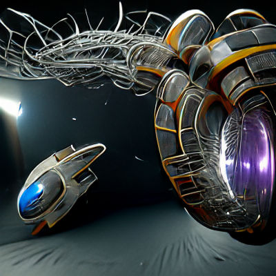 Futuristic Spaceship Enters a Wormhole