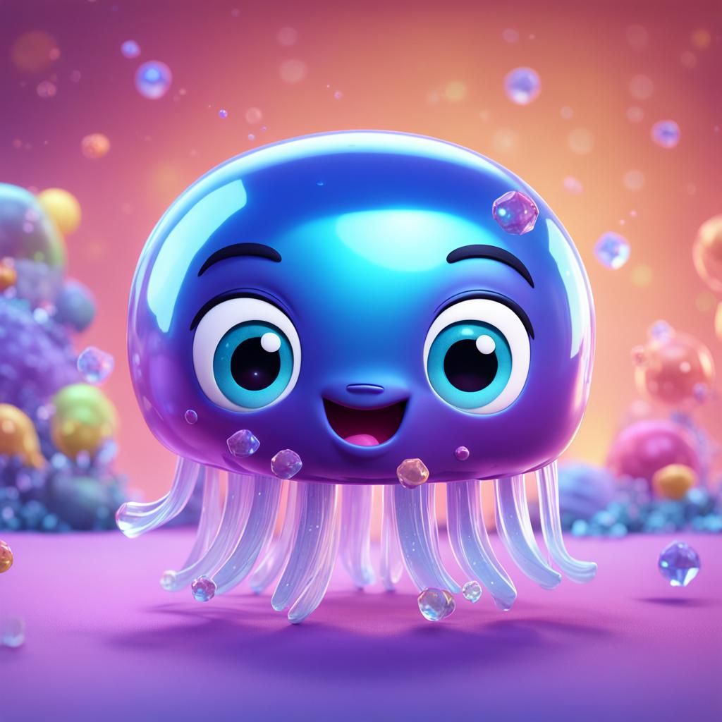 Cute Baby Jellyfish Portrait in 3D Digital Art