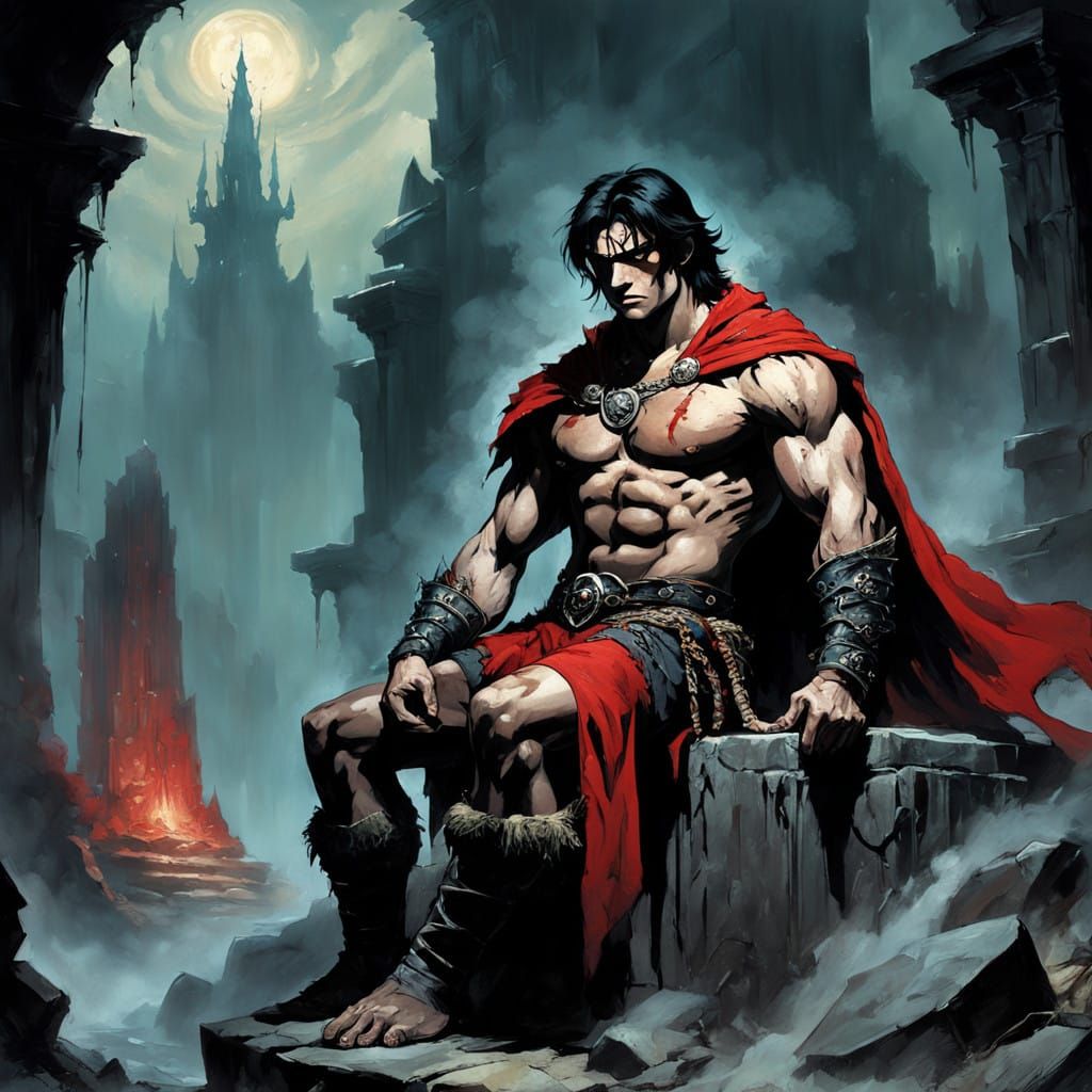 Dark Fantasy Barbarian Lord in Brooding Majesty