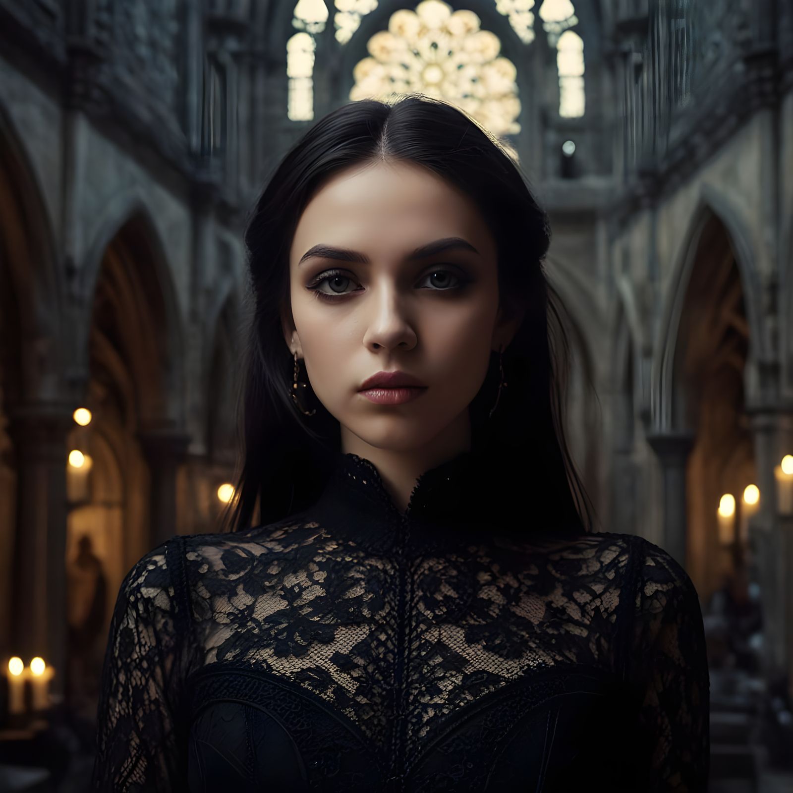 Gothic Latin Girl Posing in Dark Aesthetic