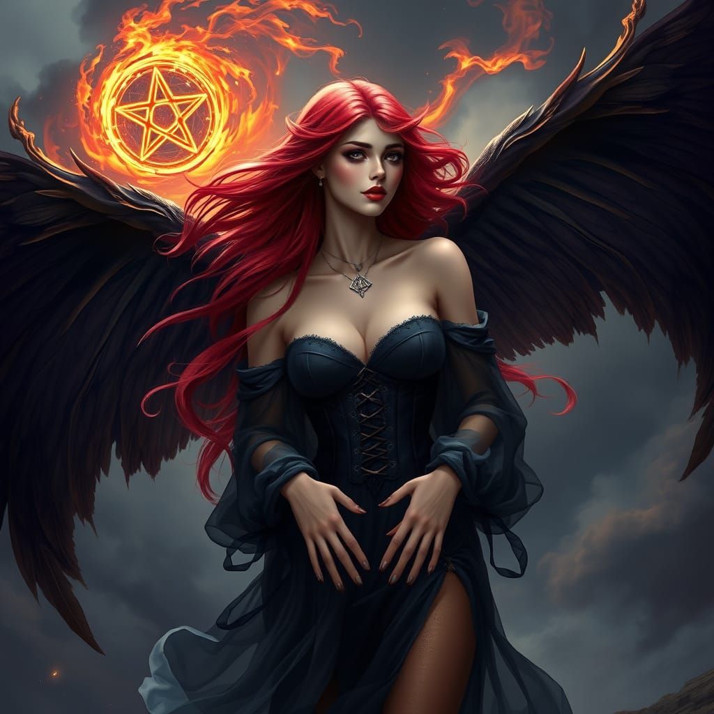 Mystical Goddess in Fiery Elegance