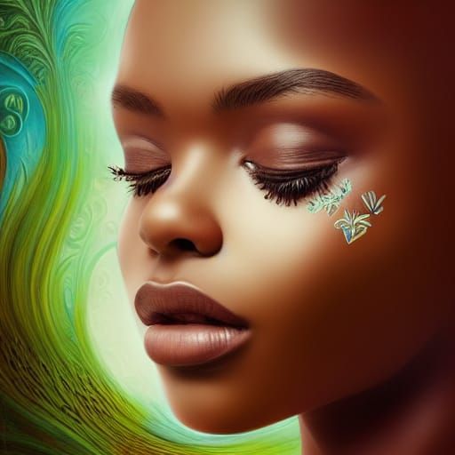 Fantasy Lily in Airbrush Style Seascape