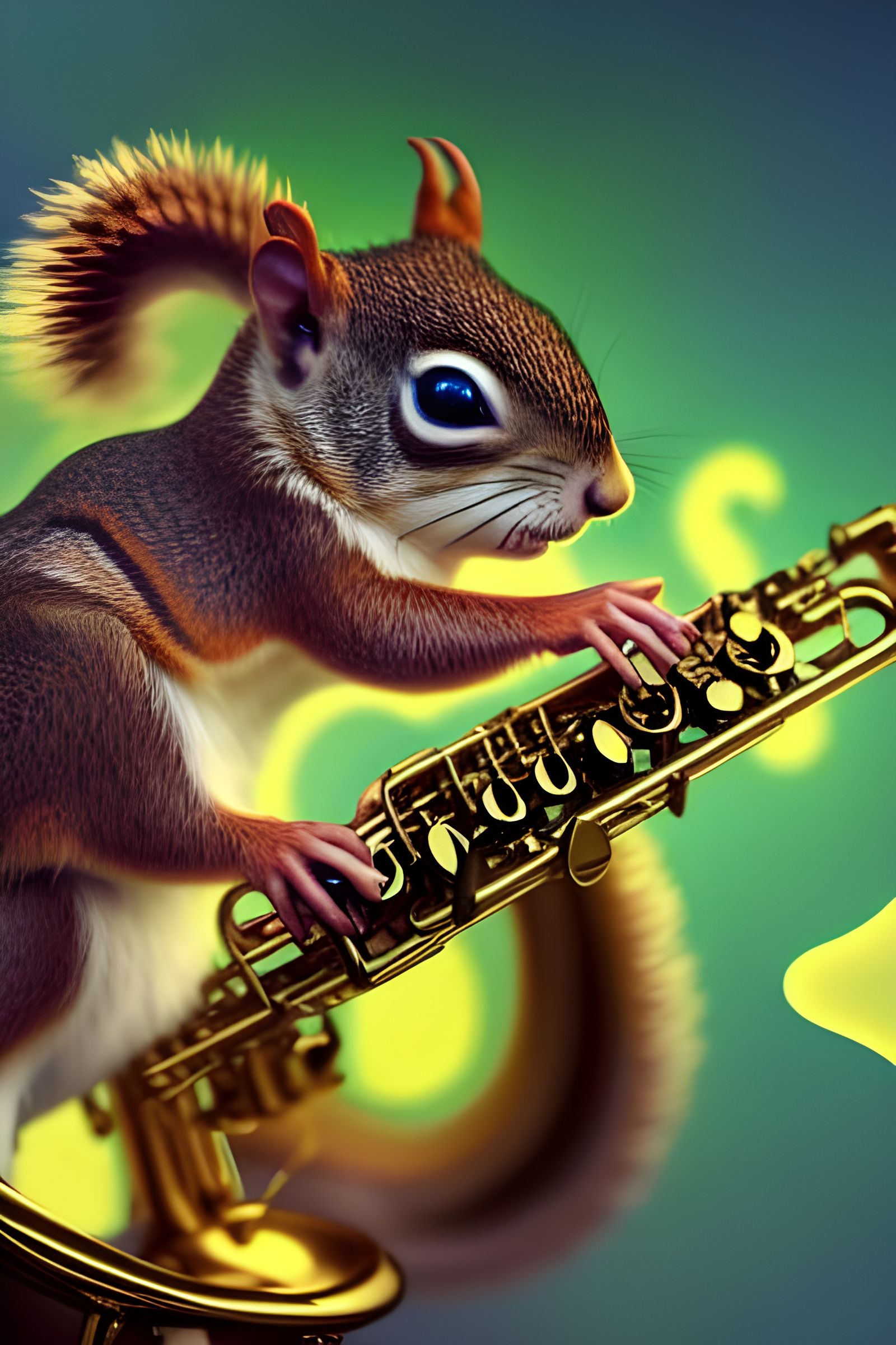 Squirrel Saxophonist in Art Nouveau Style