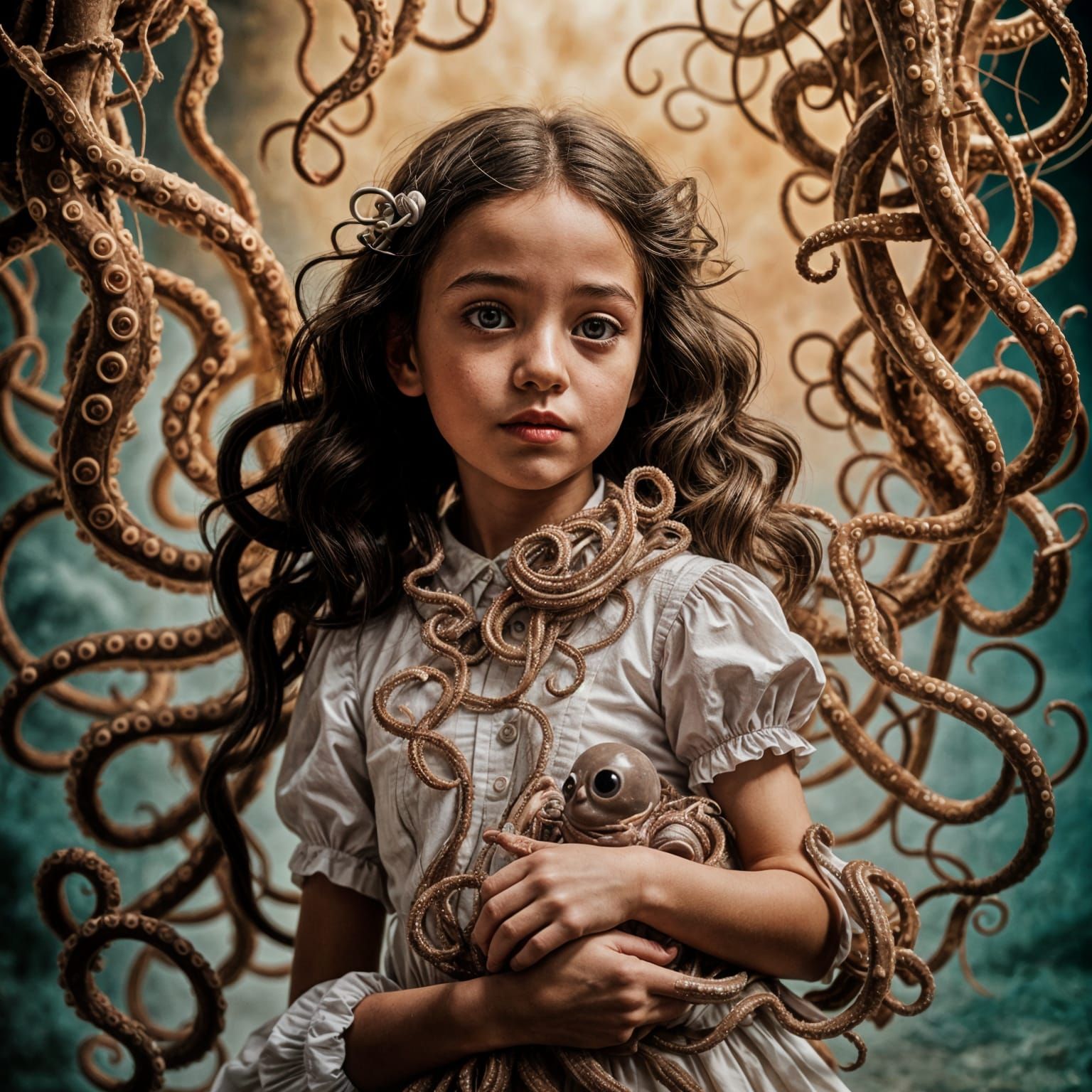 Little Girl with Tentacled Doll