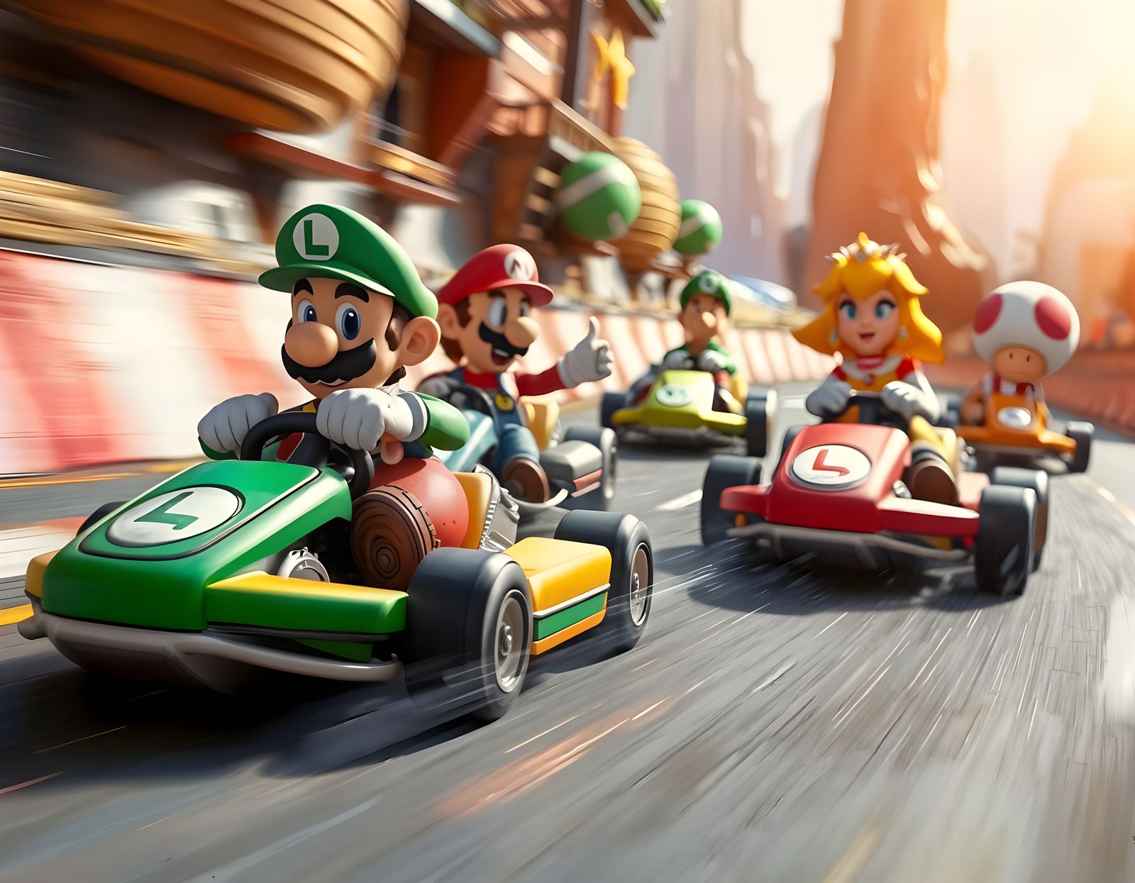 Mario and Friends Speeding on Claymation Track