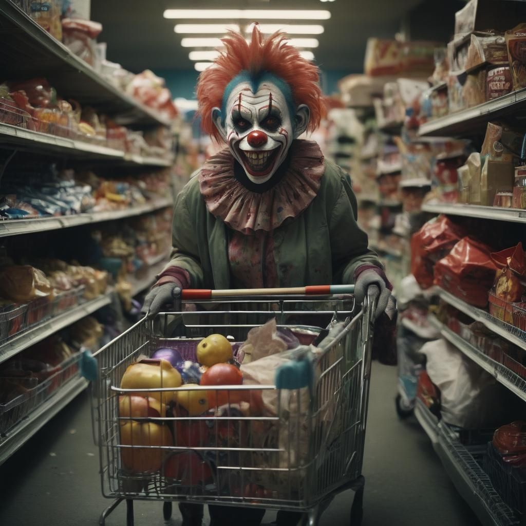 Zombie Monkey Clown Woman's Shopping Spree