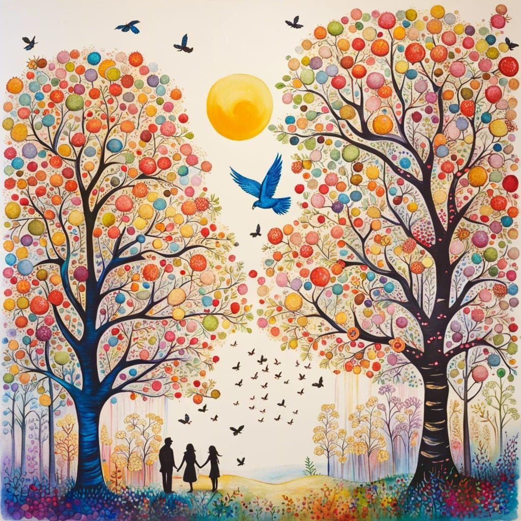 Ink Painting of Home and Peace