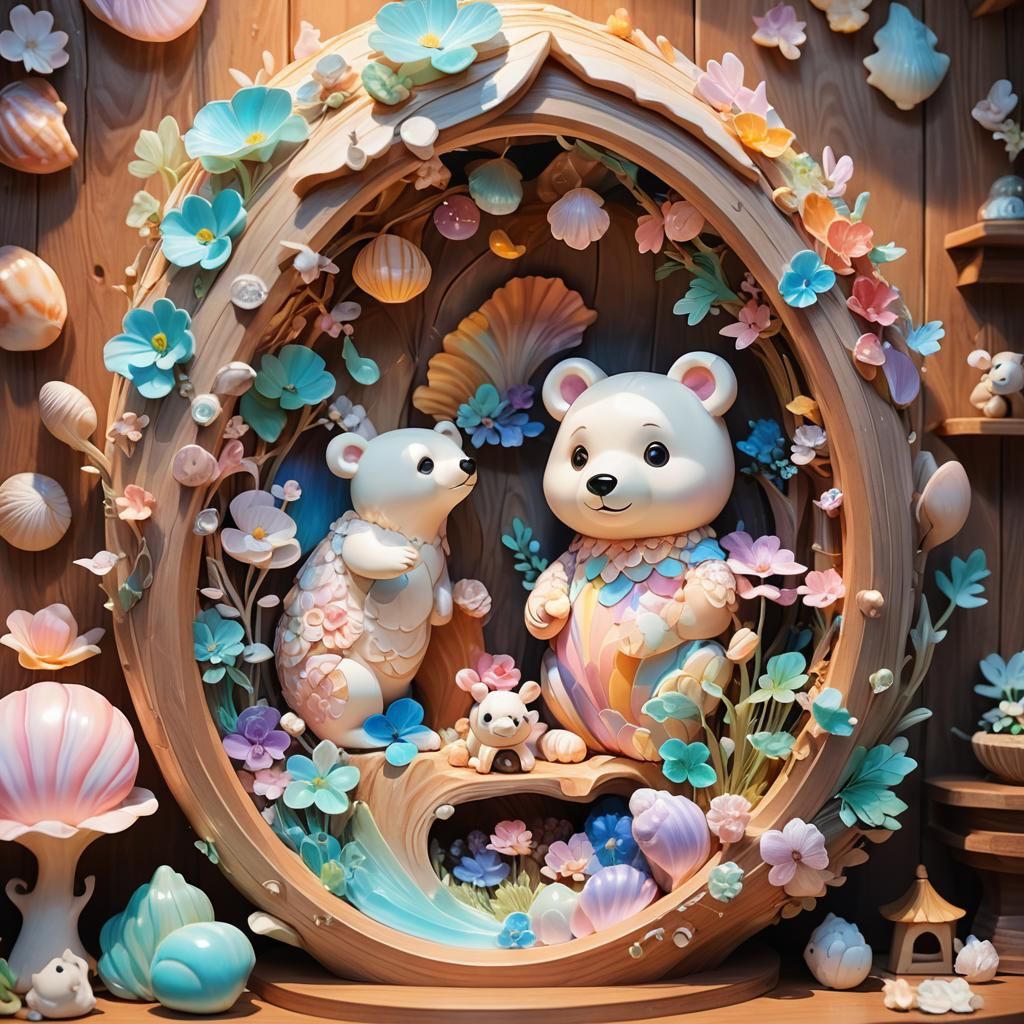 Whimsical 3D Anime Bear House in Shell