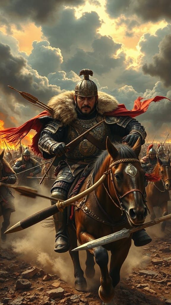 Genghis Khan Leads Mongol Warriors into Epic Battle