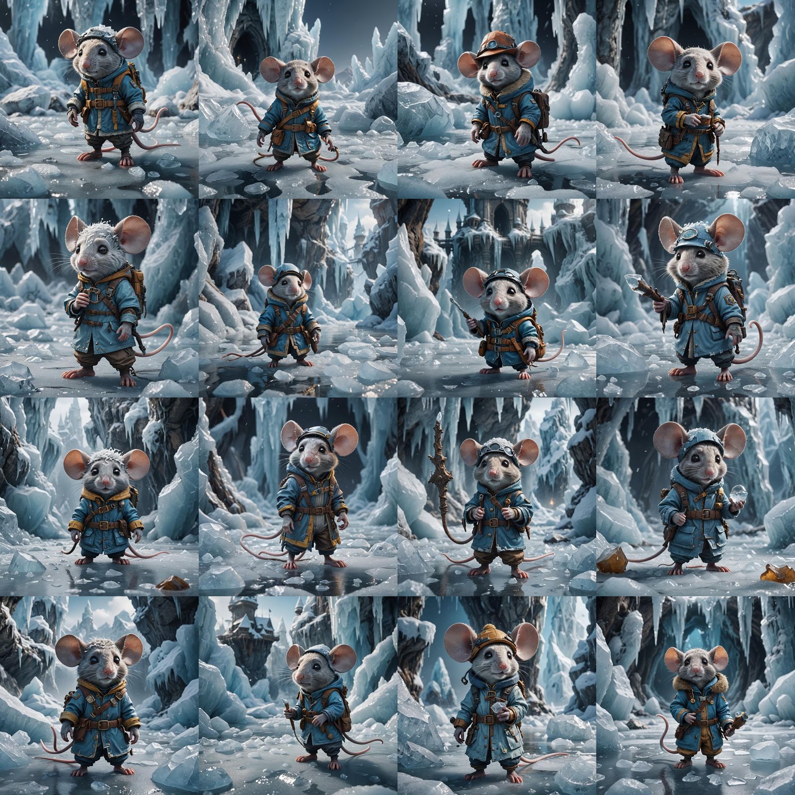 Explorer Mouse Encased in Ice, Detailed Matte Painting