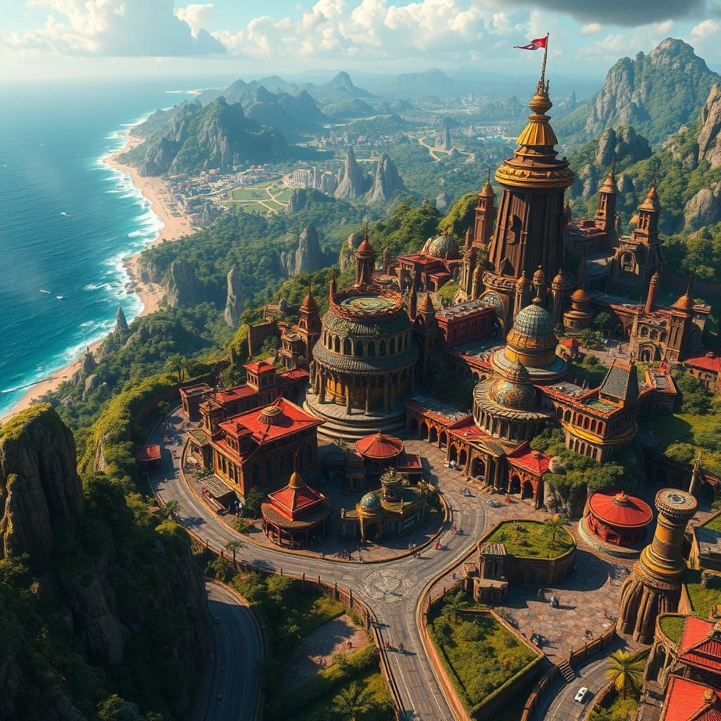 African Themed Fantasy City with Sci-Fi Elements