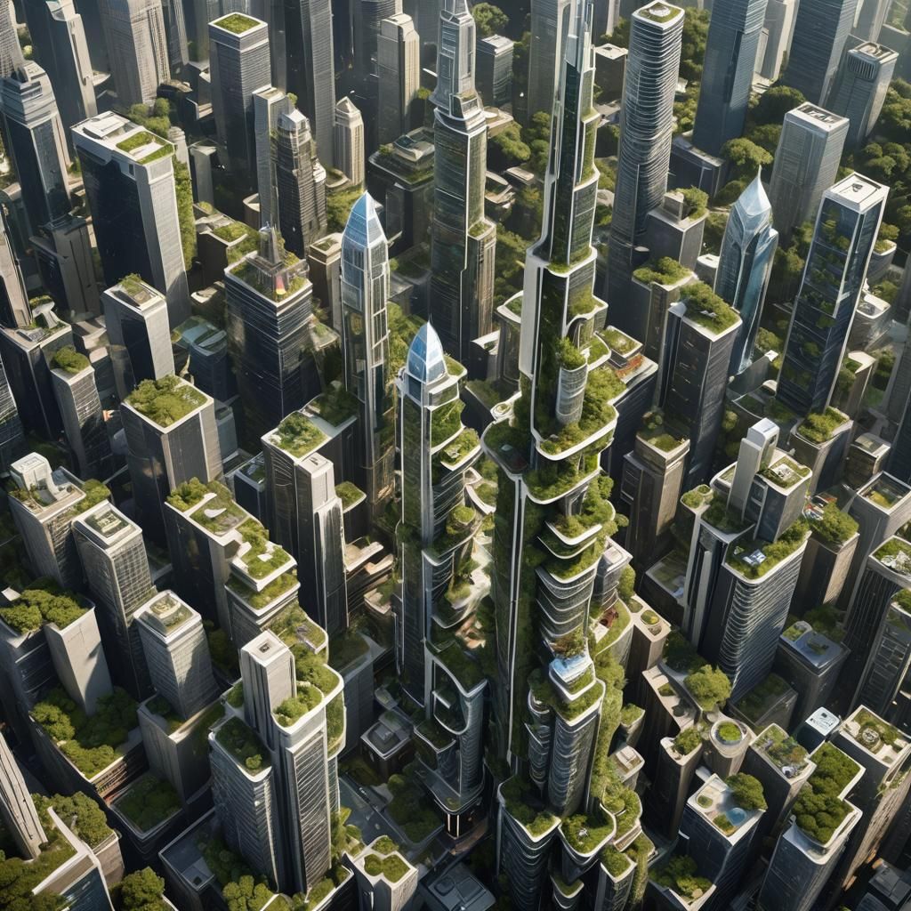 Futuristic Nature-Infused City in Hyperrealistic Style