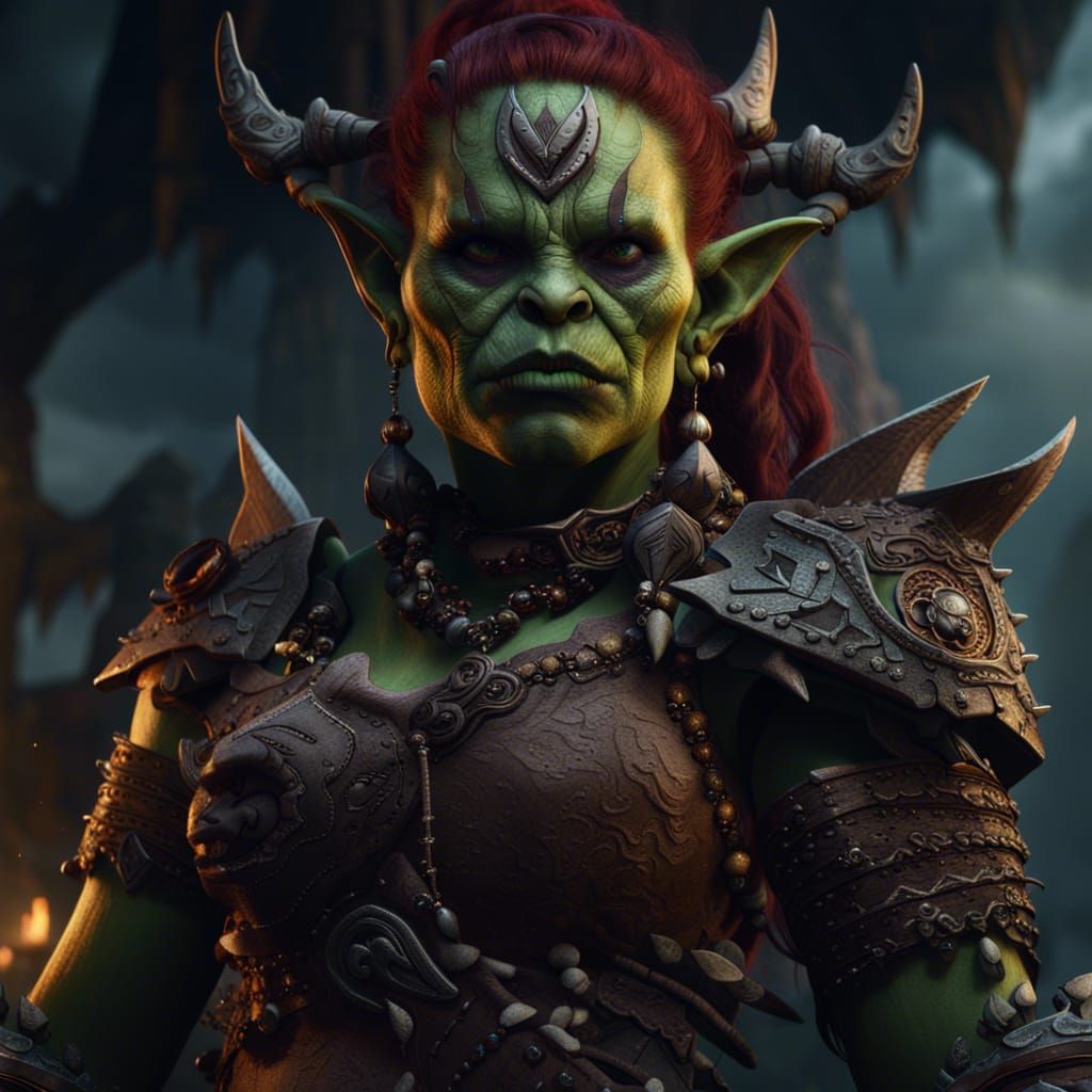 Detailed Orc Woman in Fantasy Concept Art