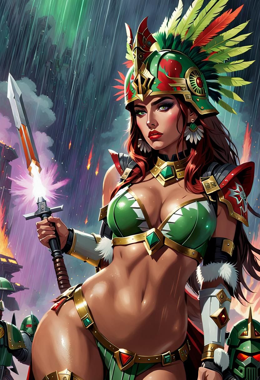 Female Space Marine with Aztec Headdress
