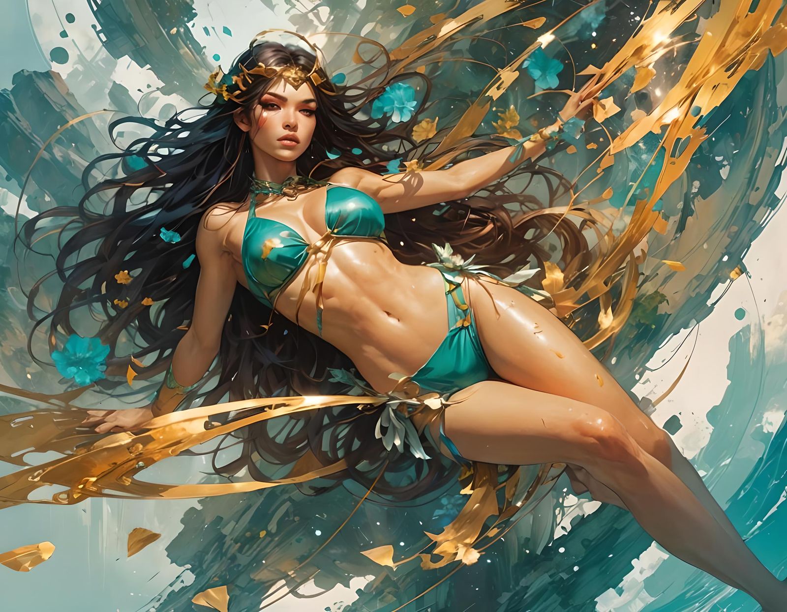 Sersi Eternal in Golden Anime Style