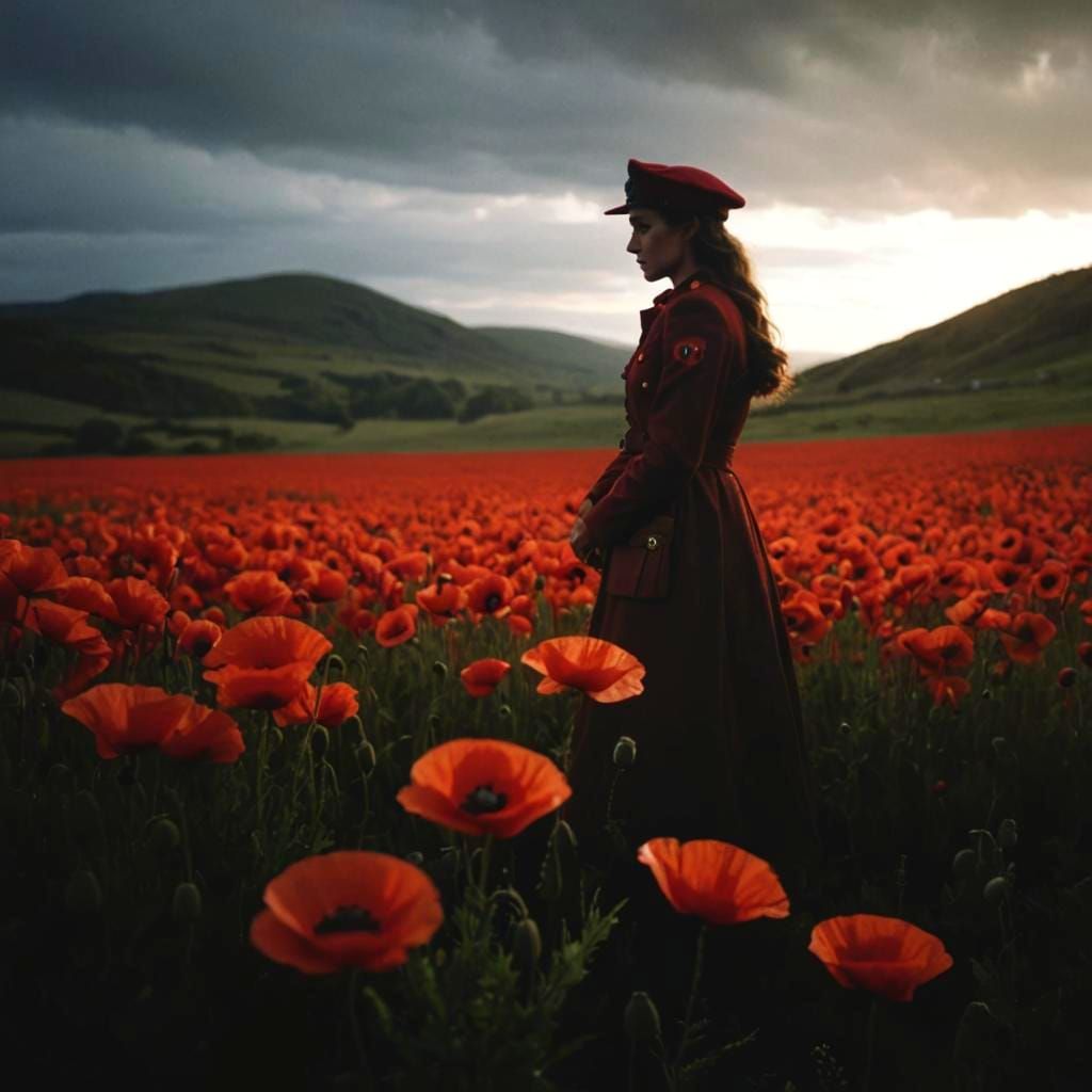 Remembrance Day Red Poppy in Cinematic Style