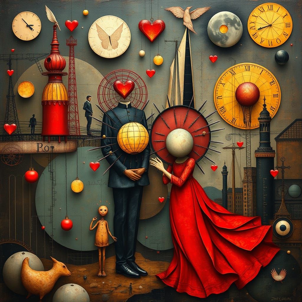 Dark Surreal Love in Industrial Assemblage Style