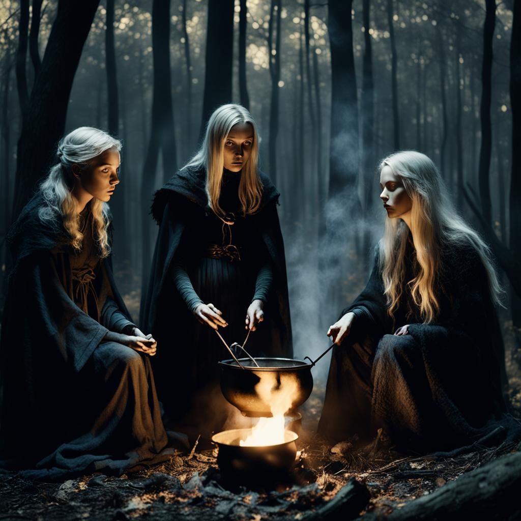 Eerie Cauldron Ritual in Dark Fantasy Style