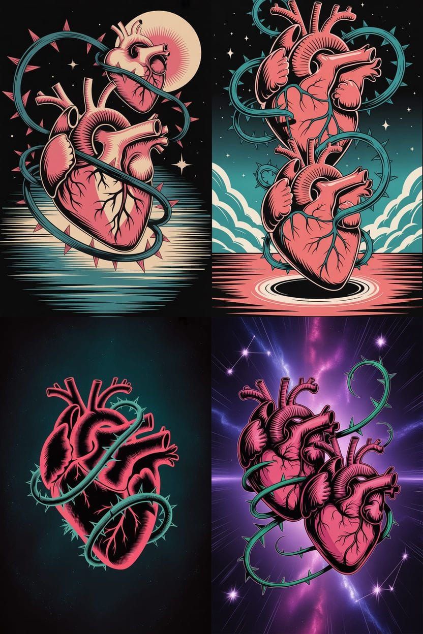 Entwined Hearts Tattoo Concept Art in Vector Style