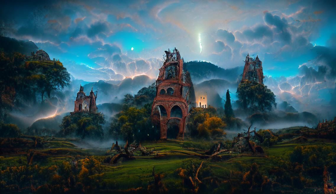 Haunted Castle in Sinister Romanticism Style