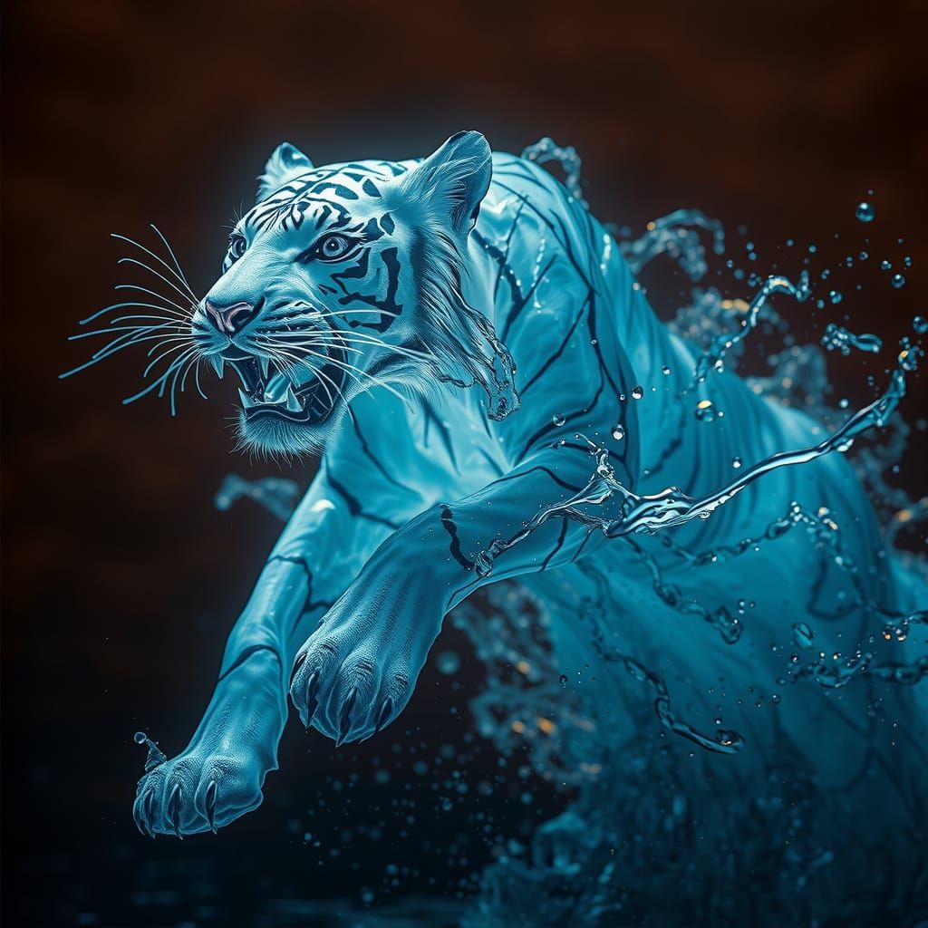 Crystal Water Tiger Emerges from the Ocean