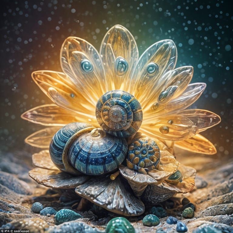 <lora:Flowers:1.0>a snail with a shell adorned with colorful...