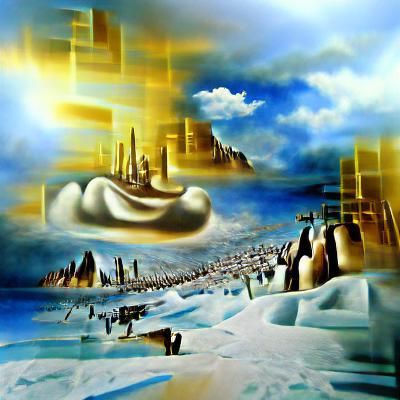 Surreal Antarctic City in Dali Style